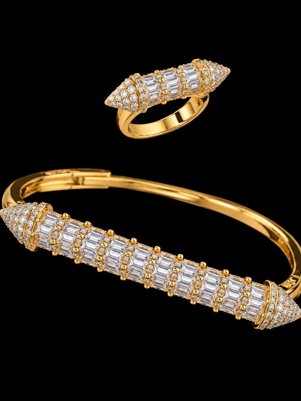 21kgp Dubai Set - Elegant Gold and Silver Bracelet and Ring Set